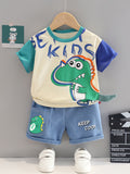 Conjunto Infantil Masculino 2 Peças – Dinossauro e Shorts