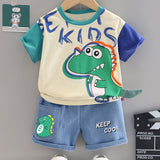 Conjunto Infantil Masculino 2 Peças – Dinossauro e Shorts