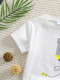 Conjunto Infantil Masculino 2 Peças: Camiseta Estampada + Shorts Listrados