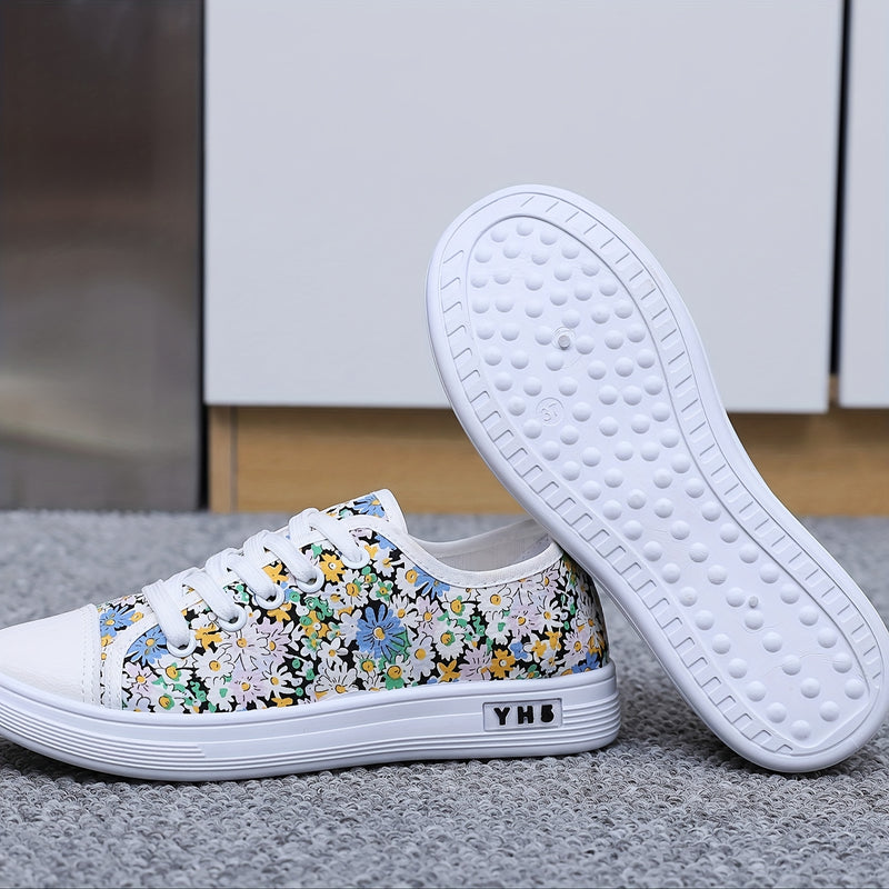 Tênis Feminino Floral – Flats Casuais e Respiráveis