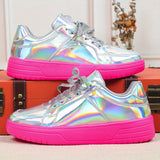 Tênis Feminino Iridescente em Tons Pastel – Cano Baixo e Leve