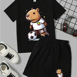 Conjunto Verão Meninos – Camiseta e Shorts Capivara Futebol