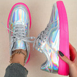 Tênis Feminino Iridescente em Tons Pastel – Cano Baixo e Leve