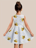 Vestido Infantil de Verão Sem Mangas com Estampa de Abelhas – Casual e Leve