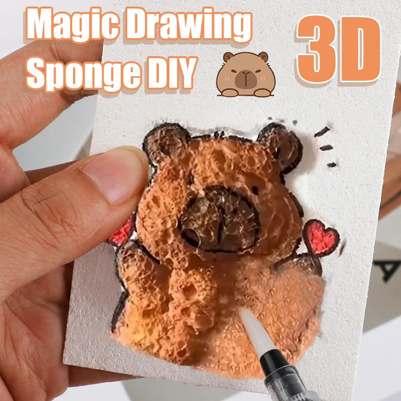 26/36 Peças: Kit 3D de Desenho Infantil com Esponja e Pincel de Água
