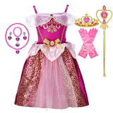 Verão princesa traje festa fantasia flor vestido novo 2025 natal aniversário carnaval vestir-se rapunzal belle disfarce vestido