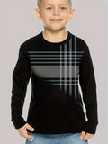 Outono clássico boyst-camisa ao ar livre em torno do pescoço mangas compridas listra 3d impressão rua solta camiseta conforto roupas infantis