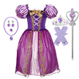 Verão princesa traje festa fantasia flor vestido novo 2025 natal aniversário carnaval vestir-se rapunzal belle disfarce vestido