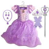 Verão princesa traje festa fantasia flor vestido novo 2025 natal aniversário carnaval vestir-se rapunzal belle disfarce vestido
