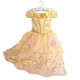 Verão princesa traje festa fantasia flor vestido novo 2025 natal aniversário carnaval vestir-se rapunzal belle disfarce vestido