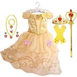 Verão princesa traje festa fantasia flor vestido novo 2025 natal aniversário carnaval vestir-se rapunzal belle disfarce vestido