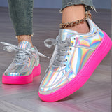 Tênis Feminino Iridescente em Tons Pastel – Cano Baixo e Leve