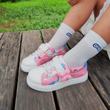 Tênis Infantil Rosa e Sereia com Glitter – Sem Cadarço e Confortável