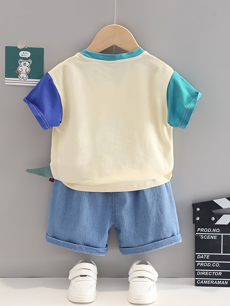 Conjunto Infantil Masculino 2 Peças – Dinossauro e Shorts