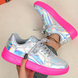 Tênis Feminino Iridescente em Tons Pastel – Cano Baixo e Leve