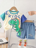 Conjunto Infantil Masculino 2 Peças – Dinossauro e Shorts