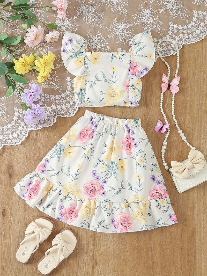 Conjunto Infantil Feminino com Estampa de Rosas