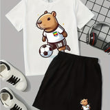 Conjunto Verão Meninos – Camiseta e Shorts Capivara Futebol